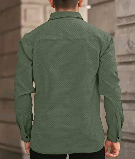 Solixon Men’s Premium Knitted Structured Shirt – Full Sleeve | Casual & Partywear –