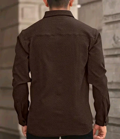 Solixon Men’s Premium Knitted Structured Shirt – Full Sleeve | Casual & Partywear –