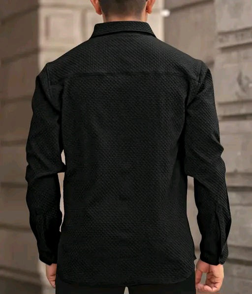 Solixon Men’s Premium Knitted Structured Shirt – Full Sleeve | Casual & Partywear –