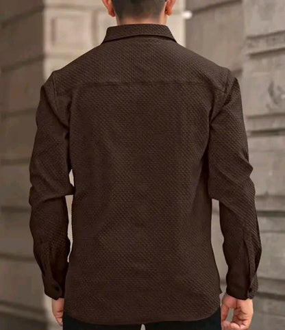 Solixon Men’s Premium Knitted Structured Shirt – Full Sleeve | Casual & Partywear –