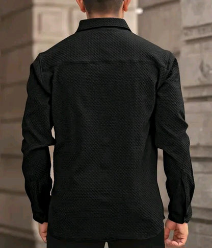 Solixon Men’s Premium Knitted Structured Shirt – Full Sleeve | Casual & Partywear –